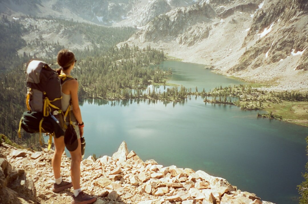 person hiking in mountains