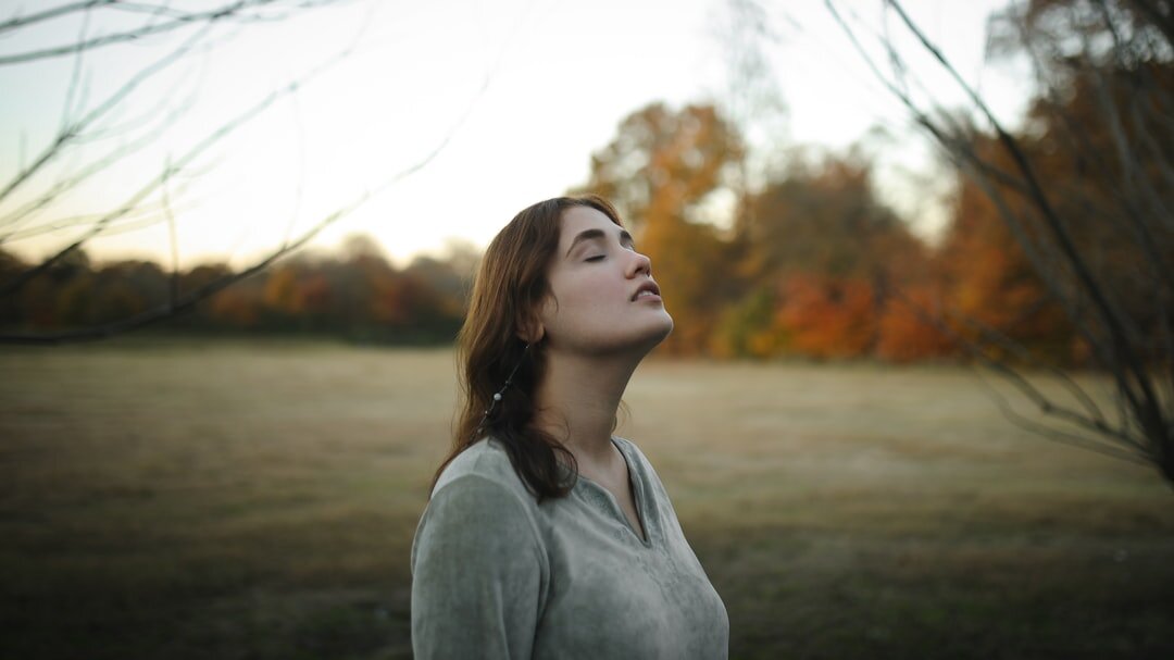 person practicing deep breathing